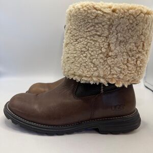 UGG Adirondack Tall Leather Shearling Boots Womens Size 8 Brown Waterproof